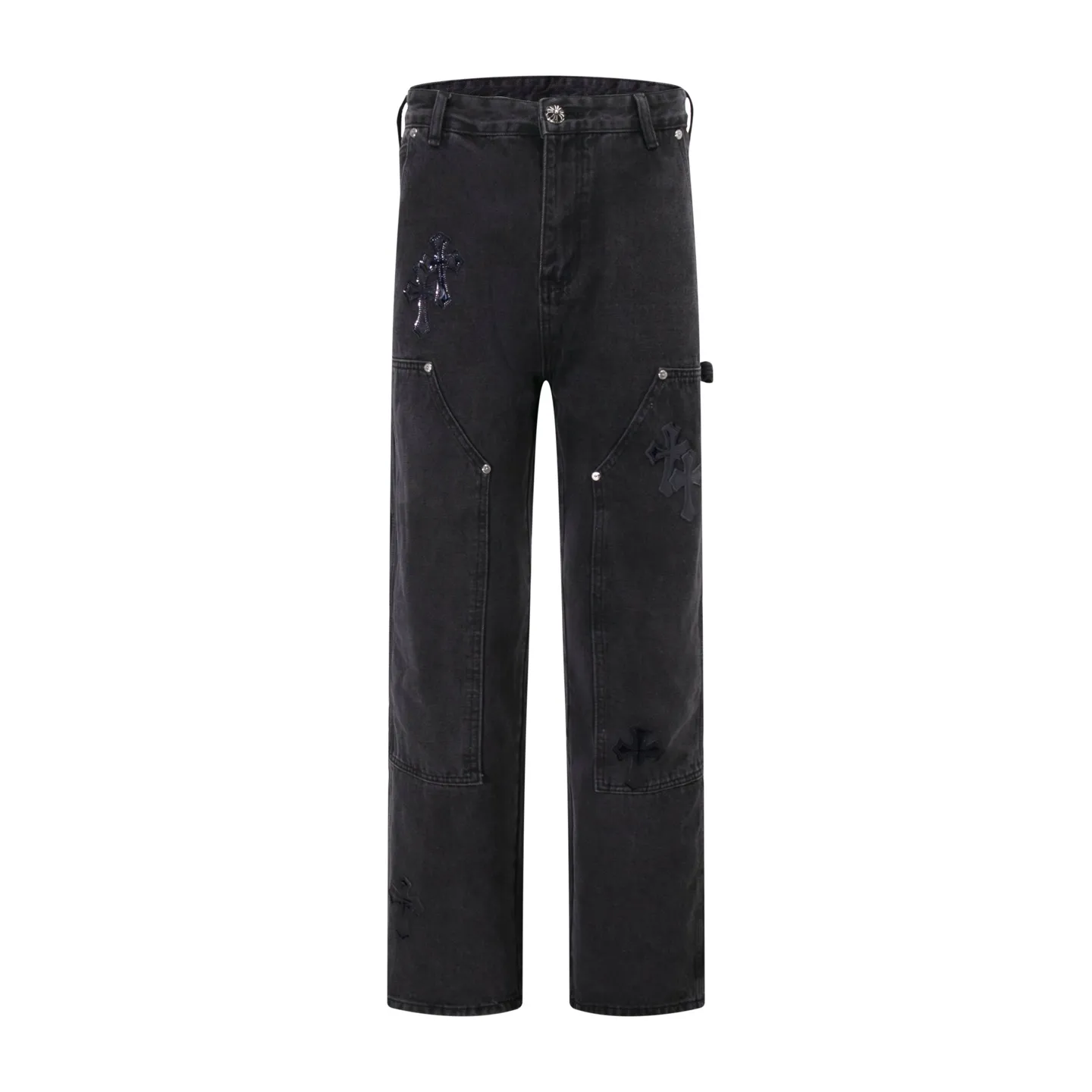P260 Style number: H890 Croxin & 𝐂𝐡𝐫𝐨𝐦𝐞 𝐇𝐞𝐚𝐫𝐭 ss25 limited imitation wood pants starry sky black leather jeans. Styles with different wash textures are very friendly to people with thin legs and thick legs. The slightly flared version perfectly modifies the leg shape. The timeless and moderate length makes it easy to match and match. It is the basis for various styles and is a must-have in your wardrobe! The fabric is stiff but also makes the upper body soft without losing texture. The washing process is even more perfect. It is a must-have item for everyone! ! ! Washed wheat, hang tag, pants label, three labels complete Color: black Size: 30-32-34-36